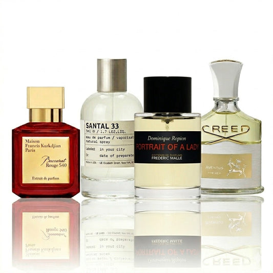 Set of 4 perfumes | Baccarat Rouge 540, Santal 33, Portrait of a Lady, Aventus for Her