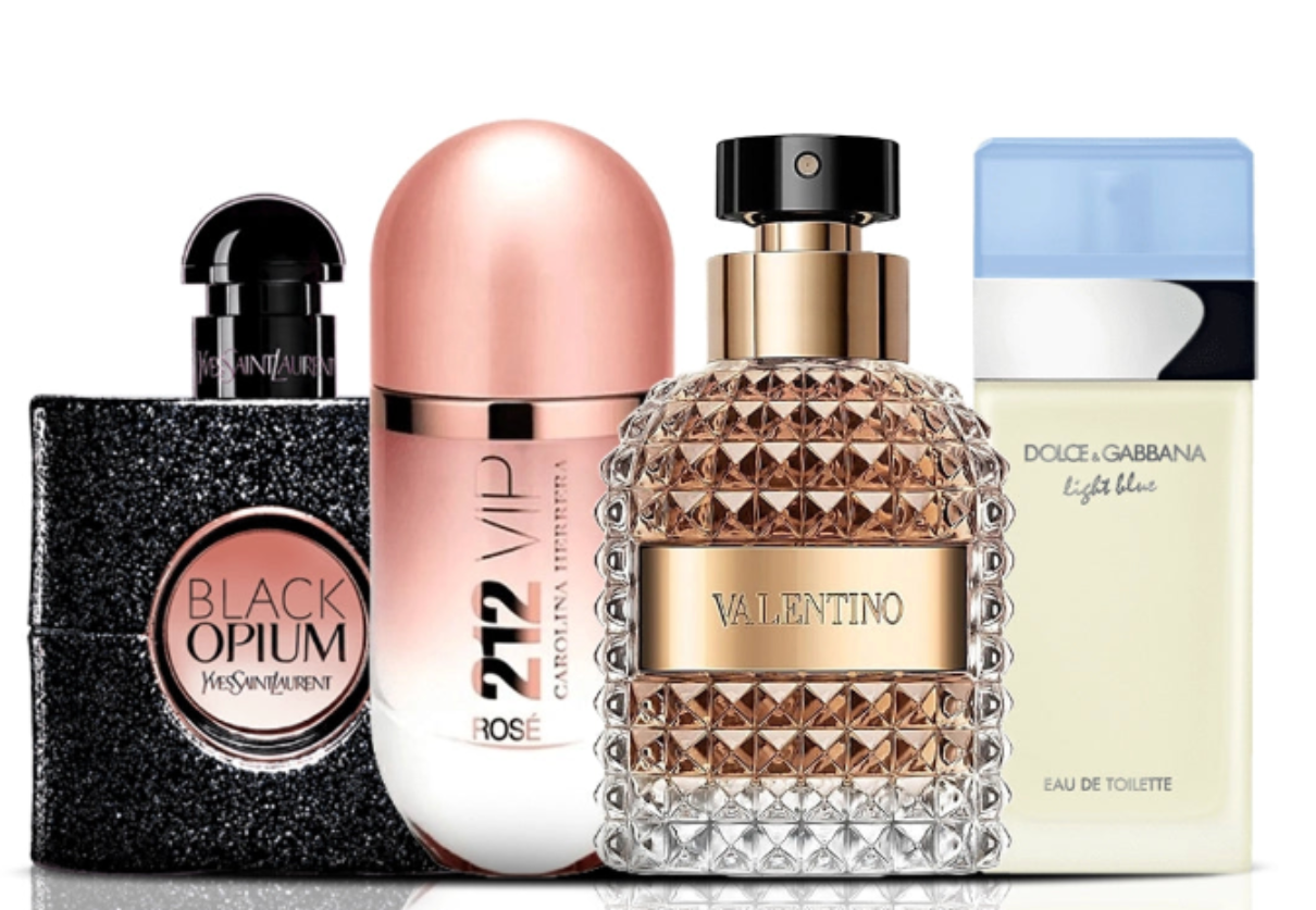 Set of 4 perfumes | Black Opium + 212 VIP Rose + Valentino + Dolce & Gabbana Light Blue 100 ml