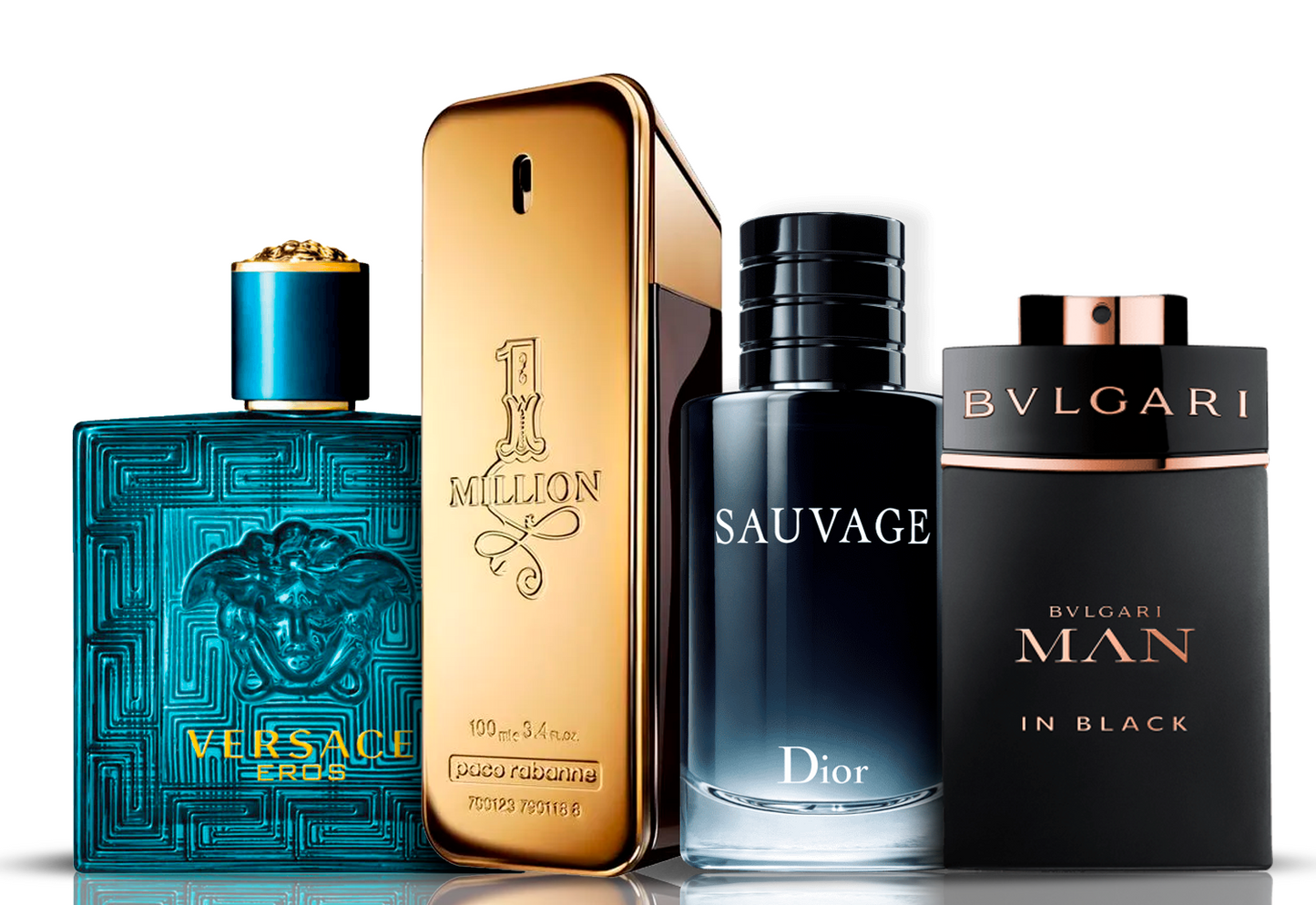 Set of 4 perfumes | Eros Versace + One Million Paco Rabanne + Bvlgari Man in Black + Sauvage Dior 100 ml
